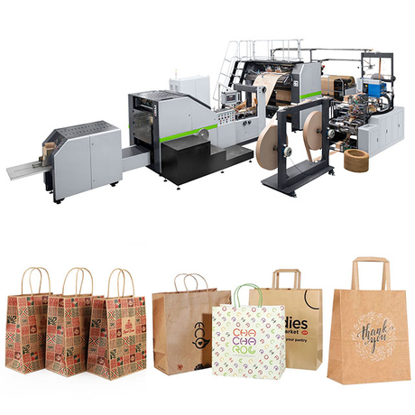 M&aacute;quina de saco de papel totalmente autom&aacute;tica RKHF-450TF com al&ccedil;a torcida e plana